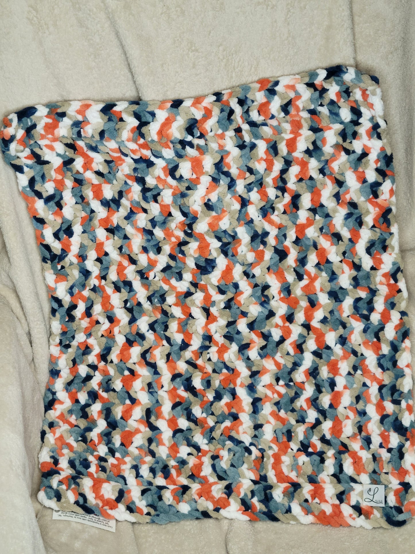 Orange Blue White Gray Blanket