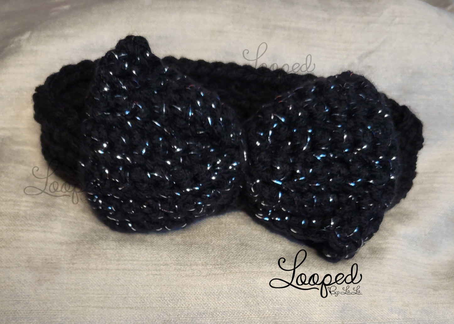 Bandeau HDC noir avec nœud noir et argent - Disponible maintenant