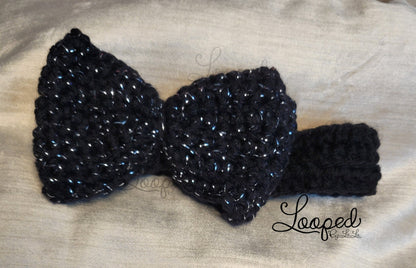 Black HDC Headband w/ Black and Silver Bow- Available Now